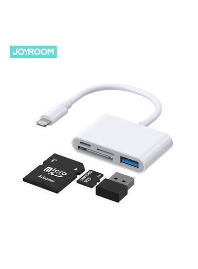 Buy Multifunctional OTG 4-In-1 Fast Charging Cable Phone Adapter SD TF For Apple iPhone White in UAE