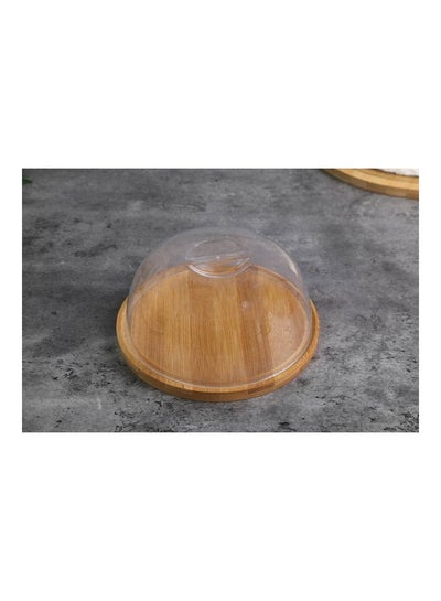 Buy Bamboo Round Cheese Dome Beige/Clear 18x8cm in UAE