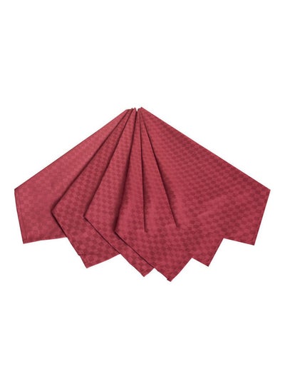 Buy 6-Piece Dobby Jacquard Table Cloth Napkin Maroon 50x50cm in UAE