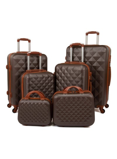 اشتري 6-Piece Textured Luggage Trolley Bag Set Coffee في السعودية