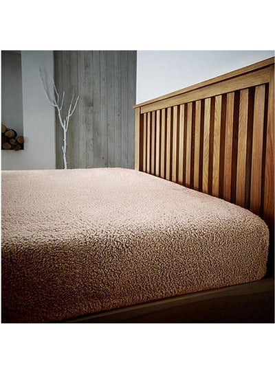 Buy Winter Bed Blanket Fitted Fleece Fur Biege 180x200x30cm in Egypt