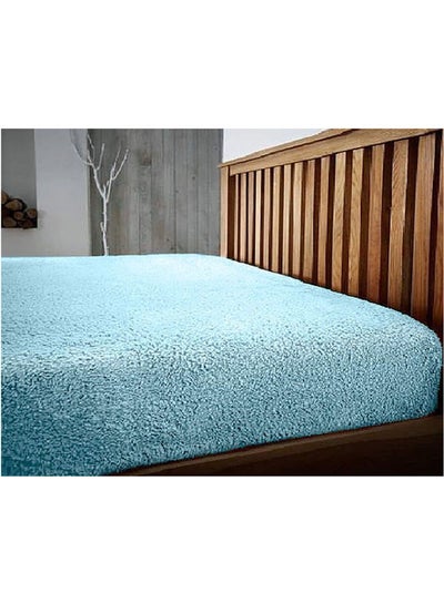 Buy Winter Bed Blanket Fitted Fleece Fur Light Blue 120x195x30cm in Egypt