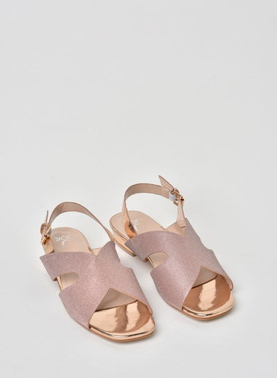 Buckle Closure Low Heeled Dress Sandals 