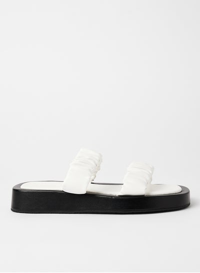 Buy Gathered Detail Flat Sandals White in Saudi Arabia