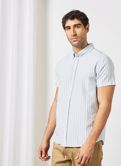 Buy Striped Short Sleeve Shirt Blue/White in Saudi Arabia