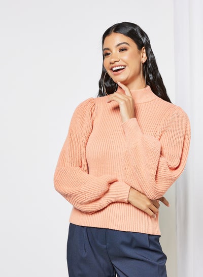 Buy Balloon Sleeve Sweater Orange in UAE