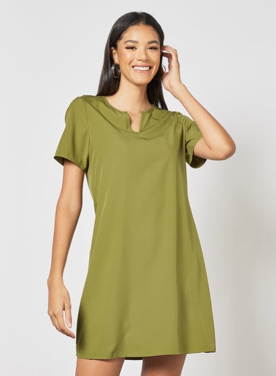 Buy Woven Mini Dress Khaki in Saudi Arabia