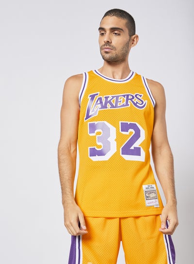 Mitchell & Ness Old English Los Angeles Lakers Magic Johnson Basketball  Jersey