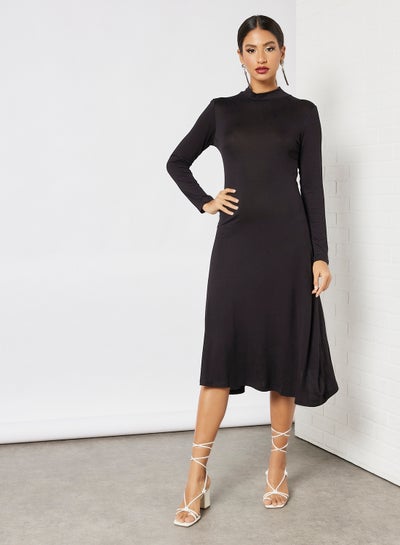 Buy Asymmetric Hem Dress Black in UAE