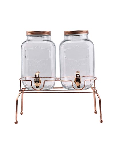 Buy Double Glass Beverage Dispenser With Stand Clear 4Liters in UAE