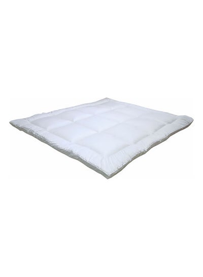 Buy Anti Alllergic Super Soft 100% Microfiber Satin Sripe Mattress Topper 1Pc Polyester White 120 x 200cm in UAE