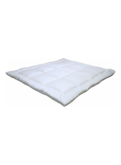 Buy Anti Alllergic Super Soft 100% Microfiber Satin Sripe Mattress Topper 1Pc Polyester White 180 x 200cm in UAE