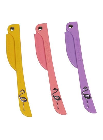 Buy 3-Piece Flamingos Ladies Razor For Facial And Body Hair Yellow/Pink/Purple in UAE