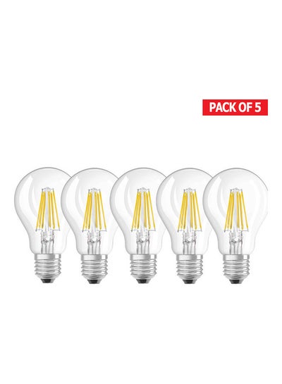 Buy 5-Piece Led Star Clas A 60 Screw Base 7W 2700K E27 Filament Blub Warm White in UAE