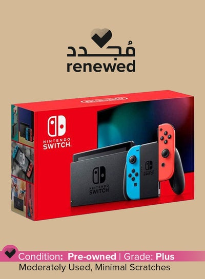 Buy Renewed - Switch Console (Extended Battery) with Neon Blue and Red Joy‑Con in Saudi Arabia