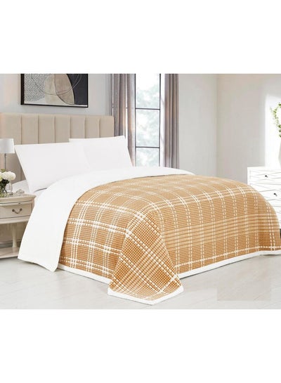 Buy Soft Blanket Velvet Beige/White King Size 200x220 cm in Saudi Arabia