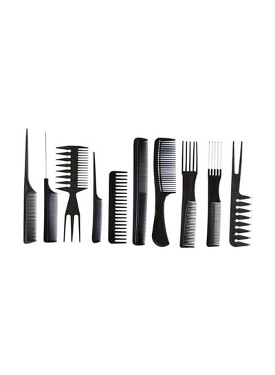Buy 10-Piece Professional Salon Hair Comb Set Black in UAE
