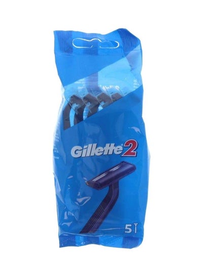 Buy Disposable Razors 5'S Blue 2 x 1.2 x 5.9inch in UAE