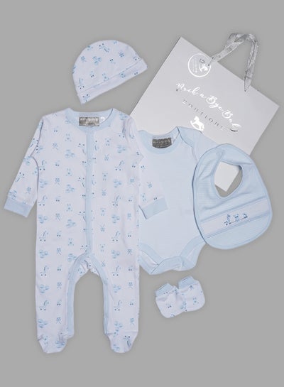 Buy 5 Piece Baby Combo Set White/Blue in Saudi Arabia