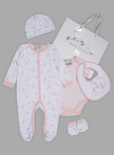 Buy 5 Piece Baby Combo Set White/Pink in Saudi Arabia