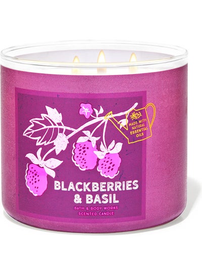 Buy Blackberries & Basil 3-Wick Candle White in Egypt