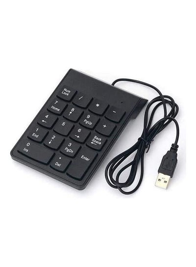 اشتري لوحة مفاتيح رقمية سلكية بمنفذ USB ولوحة أرقام صغيرة ورفيعة مزودة بـ18 مفتاحاً أسود في مصر