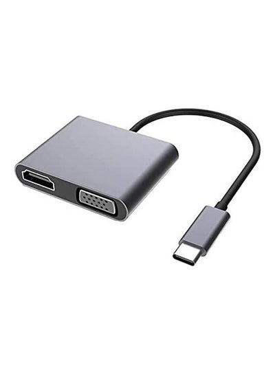 Buy Xo Hub001 Converter 4 In 1 From Vga- Hdmi- Type C And Usb To Type C - Silver BLack in Egypt
