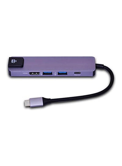 اشتري موزع 5 في 1 بمنفذ USB Type C إلى منفذ HDMI C إلى منفذ شبكة محلية جيجابت إيثرنت RJ45 بنفسجي في مصر