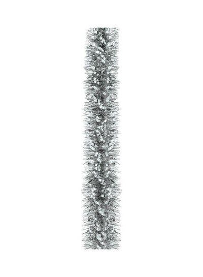 Buy Christmas Tinsel Garland Silver 200 x 7cm in UAE