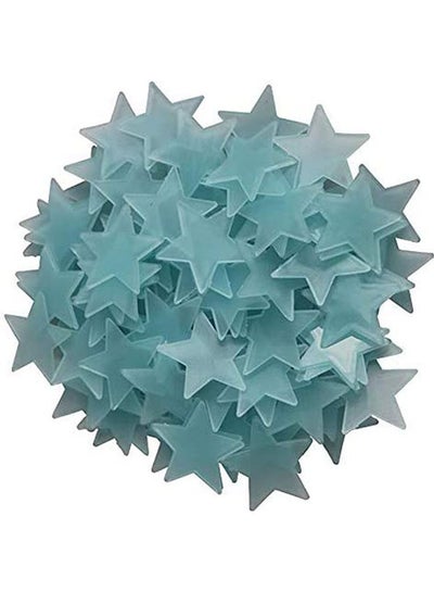 Buy 100pcs Plastic 3D Stars Glow in the Dark Fluorescent Luminous Wall Stickers Blue in Egypt