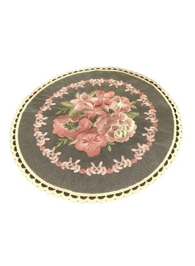 Buy Lace Round Embroidery Placemat Multicolour 28cm in UAE