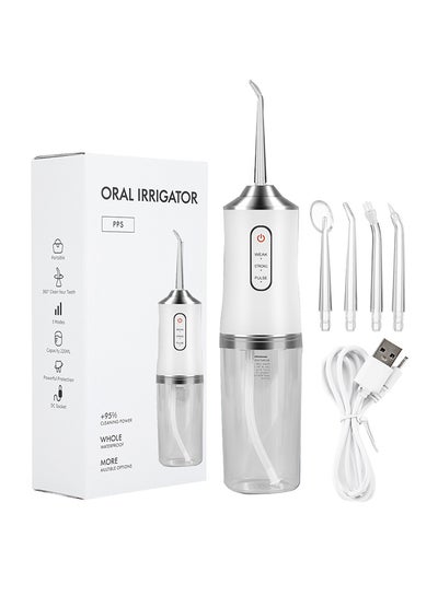 اشتري 240ml 3-Speed Electric Dental Flosser With 6 Nozzles White 21x12x5.8cm في السعودية