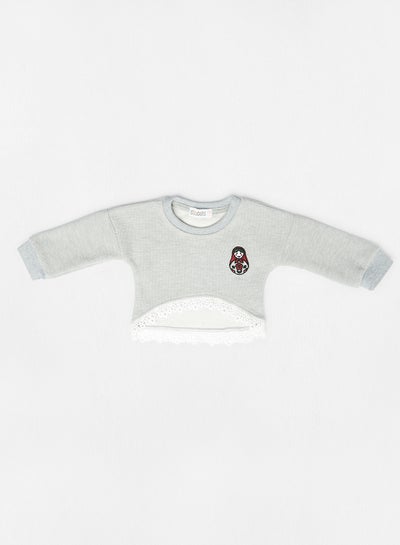 Buy Baby Schiffli Trim Sweater Grey in Egypt