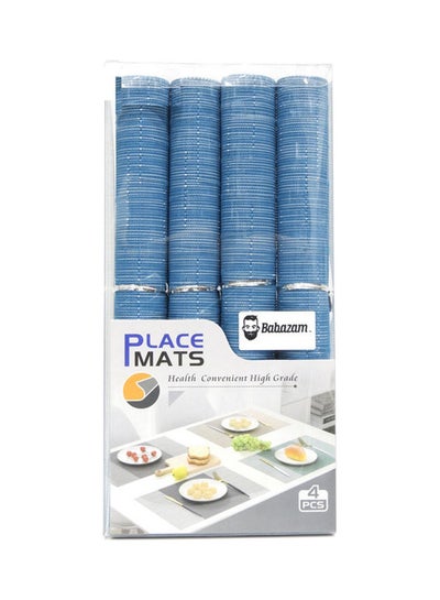 Buy 4-Piece Durable Non-Slip PVC Placemats for Dining Table Blue 45 x 30cm in UAE