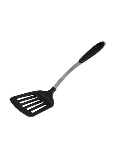 Buy Nylon Slotted Spatula With Steel Handle Black/White/Grey in Saudi Arabia