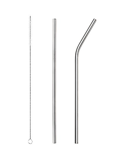 Buy 13-Piece Stainless Steel Reusable Straw Silver in Egypt