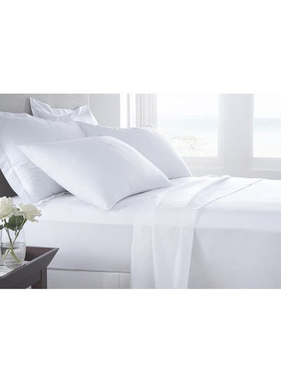 Buy 4-Piece Deyarco Hotel Linen Klub  Double Bed Sheet 350TC 100% Long Staple Sateen Luxury Quality Cotton White 230x280cm in UAE