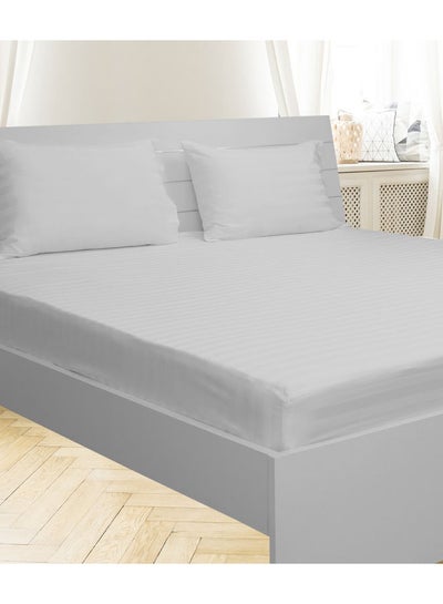 Buy Fitted Sheet Cotton White 150x200+30cm in UAE