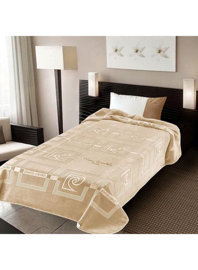 Buy Twin Size Blanket Acrylic Beige 160x240cm in Saudi Arabia