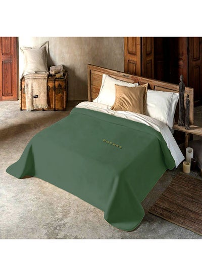 Buy High-Quality King Size Ultra Soft Blanket Acrylic Dark Green 220x240cm in Saudi Arabia