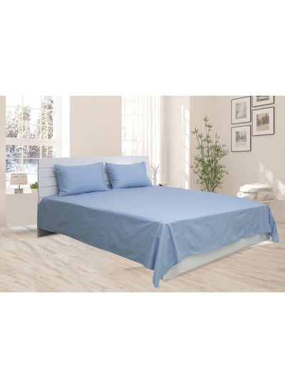 اشتري 2-Piece Deyarco Single Size Sheet Set Cotton Blend Blue 170x240cm في الامارات