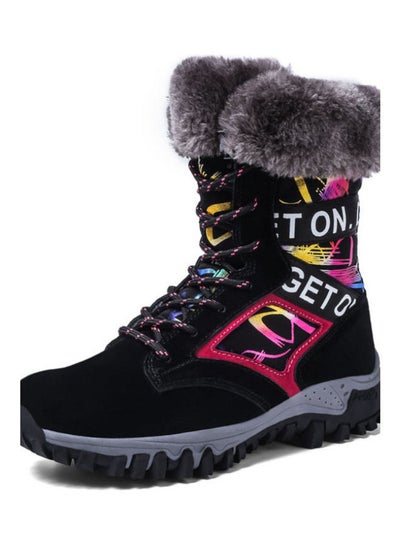 Buy High Top Snow Ankle Boots Black/Red/Yellow in UAE