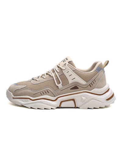 Buy Casual Board Breathable Trendy Dad Mesh Detail Running Shoes Brown in Saudi Arabia