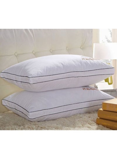 Buy 2-Piece Slowly Rebounding Memory Hotel Pillow Microfiber White 50x70cm in UAE