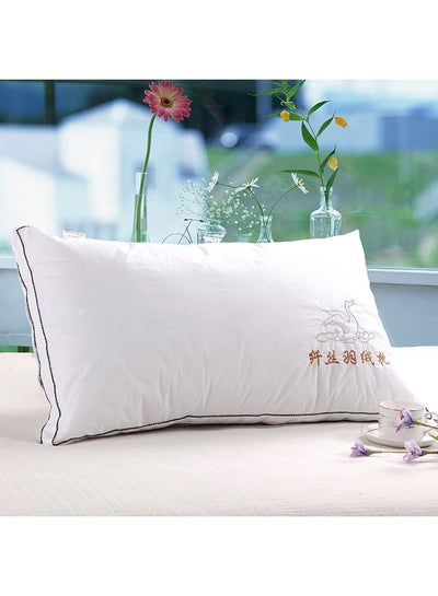 Buy Slowly Rebounding Hotel Pillow With Cover Microfiber White 70x50cm in Saudi Arabia