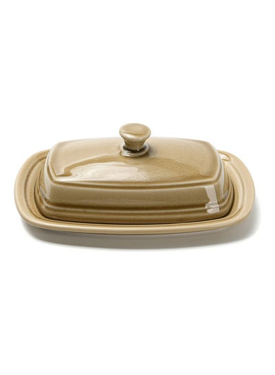 Buy Stylish Ceramic Butter Dish Brown 20x14x7cm in UAE