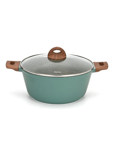 Buy Stockpot With Glass Lid Green 28x12.5cm in UAE