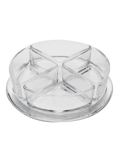 Buy Round Dish With 4 Divisions Clear 20x20x5.5cm in UAE