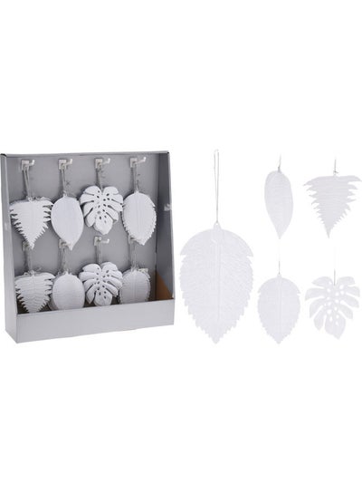 Buy Christmas Hanging Leaf for decoration. Assorted 1 piece. White 13cm in UAE