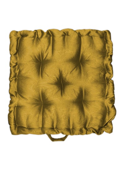 Buy Dupion Box Cushion Polyester Warm Yellow King in UAE